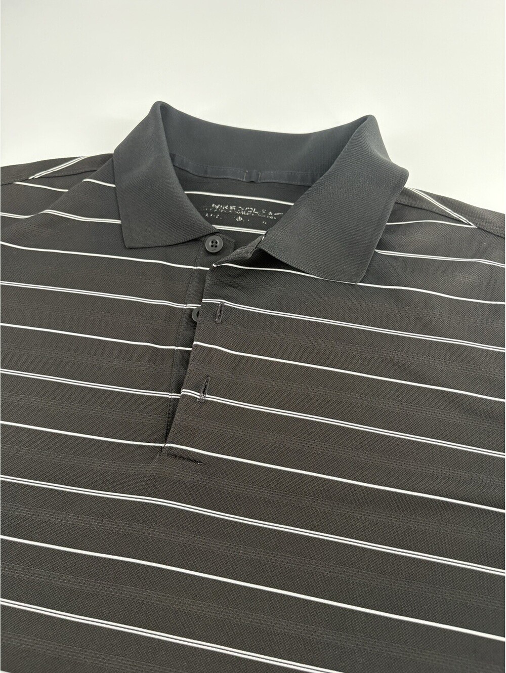 Nike Golf Polo Men's XL Black White Pinstripe Dri-FIT